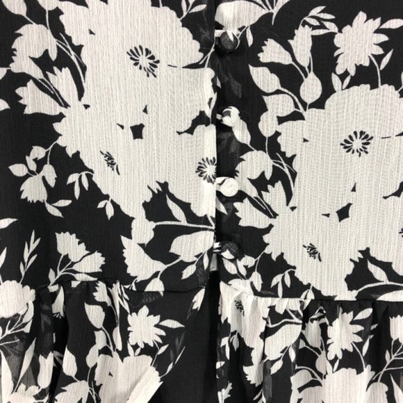 New Sanctuary Floral Short Sleeve Button Front Maxi Dress Black White Size 2 - Picture 8 of 16